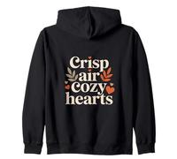 Crisp Air Cozy Hearts Autumn Fall Aesthetic Vibes Zip Hoodie