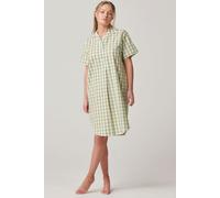 British Boxers Women's Crisp Cotton Short Sleeve Nightshirt - Field Green Gingham - SMALL
