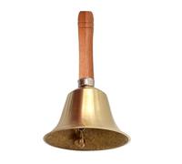 Crisp Sound Wooden Handle Solid Brass Call Bell 3.1IN Suitable for All Kinds of Ceremonies, Weddings, Games, Decorations.
