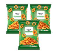 Crisp & Tangy Onion Rings, Classic Baked Snack, Vegan-Suitable, No Artificial Flavours or Colours, 150g, Pack of 3
