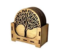 CrisPhy Tree of Life Coasters - Wooden Coasters Set of 12 9x9cm Coffee Tea Coasters Tree of Life for Cleaning and Meditation - Spiritual Symbols Wooden