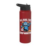 Crisps Funny Kids Potato Chips Snack Lovers Crisp Monster Stainless Steel Insulated Water Bottle