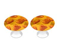 Crispy Chicken Nuggets Printed Drawer Handles 2 Pack 1.2" Round Stainless Steel Cabinet Knobs Pulls