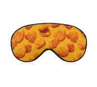 Crispy Chicken Nuggets Printed Sleep Mask Novelty Eye Cover | Funny Soft Adjustable Blindfold Eyes Masks Blocks Light 8" X 4"