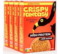 Crispy Fantasy Protein Cereal, Honey, Gluten Free, Vegan, Low Sugar, Protein Snacks, High Fibre, Plant Based, Just Add Milk, Healthy Breakfast for Kids & Adults, 8g Protein Per Serving, 4 Boxes