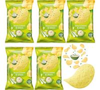 Crispy Flavoured Potato Chips - Salted, Fromage, Paprika, Mushroom & Cream, Sour Cream & Onion - 130g - Assorted Snack Pack - Lys (5 x Pack, Sour Cream & Onion)