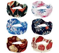 Criss Cross Turban Plain Headwrap Yoga Workout Vintage Hair Accessories, Christmas New Year Snowflakes 2
