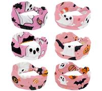 Criss Cross Turban Plain Headwrap Yoga Workout Vintage Hair Accessories, Halloween Bats Candies Pumpkins