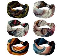 Criss Cross Turban Plain Headwrap Yoga Workout Vintage Hair Accessories, Unicorn Flower Beautiful (2)
