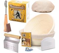 Criss Elite 9 Inch Round Rattan Banneton Bread Proofing Baskets - Set of 2 with Liner Cloth, Premium Bread Lame & Slashing Scraper - Ideal for Sourdough & Yeast Bread Dough