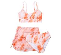 Crisscross Three Girls' Piece to Floral Print Dyeing Swimsuit Printing Cute Summer Girls Swimwear Toddler Two Girl
