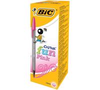 BIC Cristal Fun Ballpoint Pens Wide Point (1.6 mm) - Pink, Box of 20