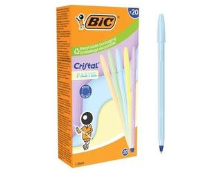 Cristal Pastel Ballpoint Pen 1.0 mm Blue (20 pcs) Bic Top Quality