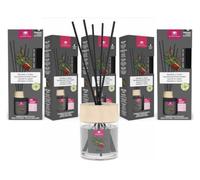Cristalinas 35ml Sandalwood & Cedar Reed Diffusers for Home - Fragrance Lasts up to 8 weeks - Room Diffuser Sticks with Coloured Fragrance Oil - Pack of 5