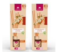 Cristalinas 85ml Orange Blossom & Honey Air Fresheners for Home - Reed Diffusers for Home - Home Fragrance Lasts up to 12 weeks - Room Diffuser Sticks with Coloured Fragrance Oil - Pack of 2