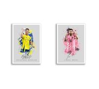 Cristiano Ronaldo Al Nassr Signed Photo Poster A4/A3 Print Picture Display Framed Autograph Memorabilia for Football Fans Gift Portugal (Ronaldo Messi (Grey A4 Unframed))