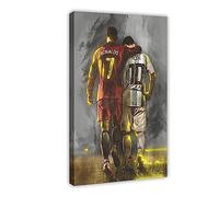 Cristiano Ronaldo And Lionel Messi Posters Soccer Poster Canvas Poster Wall Art Decor Print Picture Paintings for Living Room Bedroom Decoration Frame 16x24inch(40x60cm)