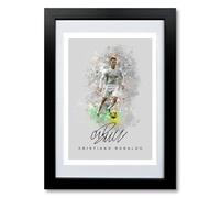 Cristiano Ronaldo CR7 Signed Photo Barcelona Poster Print Autograph Framed Display Memorabilia Portugal Gift (A4 framed & mounted (Grey))