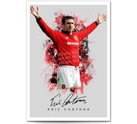 Cristiano Ronaldo David Beckham Eric Cantona George Best Signed Photo Poster Print Picture Autograph for Football Fans Manchester United Number 7 Legends (Cantona Grey, A3 Print (Unframed))