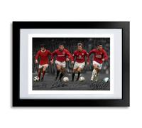 Cristiano Ronaldo David Beckham Eric Cantona George Best Signed Photo Poster Print Picture Display Autograph for football fans Gift Manchester United Number 7 Legends (A4 framed & mounted)