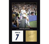 Cristiano Ronaldo Gift Signed A4 Print Display Unframed Real Madrid Gifts Digitally Reproduced Signature Ronaldo Gifts For Boys CR7 Gifts