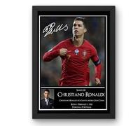 Cristiano Ronaldo Signed Autograph Print Poster Black Framed Mounted Wall Art (10x12) Actor Artwork for Home & Office Decor Gift