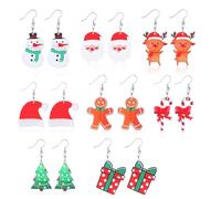 Cristina Christmas Earrings Set for Womens Gifts for Christmas Holiday Earrings Jewelry Bow Bell Tree Snowman Santa Dangle Earrings for Stocking Xmas Hoop Stud Earrings Christmas Party Jewelry