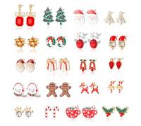 Cristina Christmas Earrings Set for Womens Gifts for Christmas Holiday Earrings Jewelry Bow Bell Tree Snowman Santa Dangle Earrings for Stocking Xmas Hoop Stud Earrings Christmas Party Jewelry