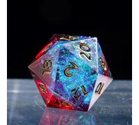 CRITALLIC 7PCS DND Dice Set,Handmade Sharp Edge Dice Set D&D RPG Polyhedral Die,for Dungeons and Dragons TTRPG Games Roleplaying Games Pathfinder,with Gift Box(Blue with Red)