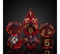 CRITALLIC 7PCS DND Dice Set,Transparent Deep Red with Gold Foil D&D Dice for Dungeons and Dragons TTRPG Games Roleplaying Games Pathfinder,with Gift Box.
