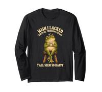 Critical Thinking Frog Coffee Overthinking Humour Long Sleeve T-Shirt