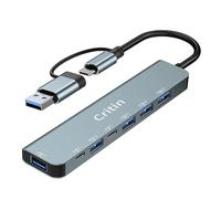 Critin USB HUB, 7-in-1 Multi-Port C Hub, Ultra-Slim Portable USB C | with 2 USB C Data Ports, USB 3.0 and 4 USB 2.0, USB Extender for PC Laptop, MacBook iMac Air Mac Mini/Pro, Notebook PS4