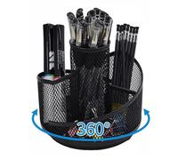 CRITIVE-S 360° Rotating Pen Holder for Desk, Pen Pot desk tidy organiser 5 Compartments, Makeup Brush Holder Pencil Pot, Makeup Skincare Organiser Stationery Storage Organiser for Office School Home