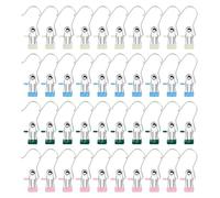 CRITIVE-S 40 PCS Stainless Steel Clothes Pegs for Washing Line, No-slip Laundry Hooks Hanging Clips Set, Mini Washing Pegs Home Travel Clip Hangers for Sock Hat Pant Skirt Shoes Photo Food Sealing
