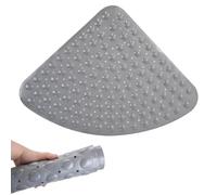 CRITIVE-S Corner Shower Mat Non Slip Anti Mould, Quadrant Rubber Bath Mat for Inside Shower, Large Sector Anti Slip Bath Mats with Strong Quick Dry Suction Cups 54x54cm, Machine Washable