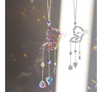 CRITIVE-S Crystal Sun Catcher for Windows Hanging, Amethyst Butterfly Suncatcher with Glass Prism Pendant for Indoor Garden, Rainbow Maker for Home Balcony Whimsical Ceiling Decor