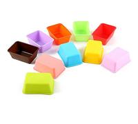 CRITIVE-S Mini Loaf Cake Cases Square Shape Set of 10 - Silicone Cupcake Cheesecake Moulds Cases(Random Color) (Small)