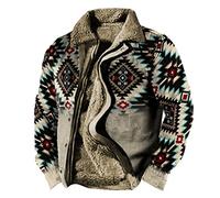CRITOR Mens Jacket Sherpa Lined Trucker Fleece Jackets Men Button Up Winter Coat Vintage Aztec Print Tactical Thick Coats