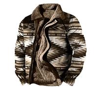 CRITOR Mens Jacket Sherpa Lined Trucker Fleece Jackets Men Button Up Winter Coat Vintage Aztec Print Tactical Thick Coats