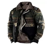 CRITOR Mens Jacket Sherpa Lined Trucker Fleece Jackets Men Button Up Winter Coat Vintage Aztec Print Tactical Thick Coats