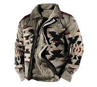CRITOR Mens Jacket Sherpa Lined Trucker Fleece Jackets Men Button Up Winter Coat Vintage Aztec Print Tactical Thick Coats