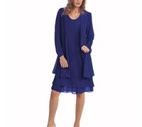 CRITOR Women's 2 Piece Chiffon Mother of The Bride Dress with Jacket Sets Plus Size Sleeveless Dress+Jacket Wedding Outfits