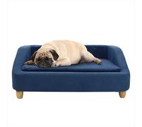 Critter Sitters 36-In. Microfiber Blue Rectangular Dog Couch for Medium-Sized Dogs, Modern and Stylish Elevated Dog Bed for Home or Apartment, Comfortable and Easy to Clean Dog Beds
