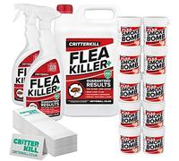 CritterKill Professional Flea Killer Set - For Repeat Treatment of Infestation - Flea Sprays + Smoke Bombs + Insect Traps (XL)