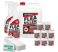 CritterKill Professional Flea Killer Set - For Repeat Treatment of Infestation - Flea Sprays + Smoke Bombs + Insect Traps (Medium)