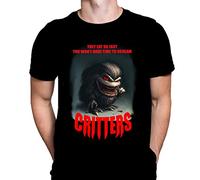 Critters Mens Tshirt Halloween Gothic Horror Print, Black Graphic T-Shirt, Movie Poster Tee