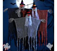Crittygo Hanging Halloween Decorations Skeleton Ghosts, 3 Pack Glow Sound Ghosts Haloween Decor Outdoor, Spooky Flying Grim Reapers for Indoor Haunted House Tree Garden Decorations
