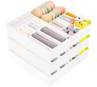 Criusia 15 Pack Drawer Organizer for Clothes, Foldable Dresser Dividers with 3 Sizes, Fabric Storage Bins - White