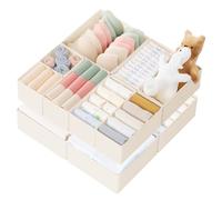 Criusia Drawer Organizer Clothes, 10 Pack Dresser Organizer and Storage for Nursery, Closet, Bedroom - Drawer Dividers for Baby Clothes, Underwear, Sock (Beige)
