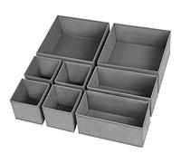 Criusia Drawer Organizer Clothes, 8 Pack Underwear Organizer, Foldable Closet Organizers and Storage Dresser Dividers for Clothes, Socks, Scarves, Ties (Gray)